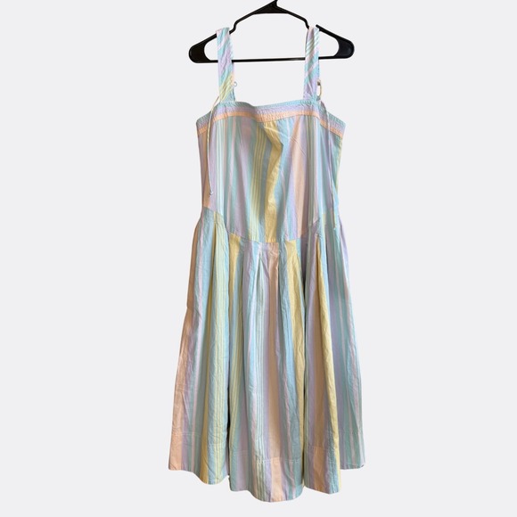 Free People Primavera Stripe Cotton Midi Dress NWT Women's M Pastel Purple - Picture 2 of 6